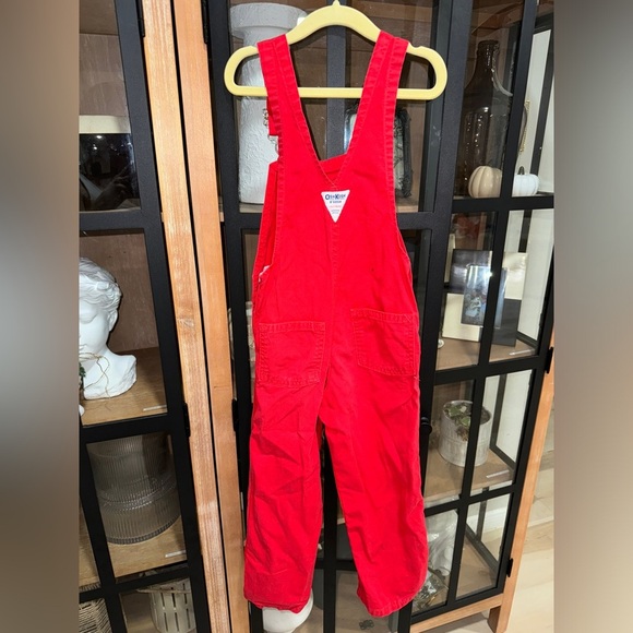 Vintage 1980s OshKosh B’Gosh toddler overalls cotton vestback paper tag red - Picture 2 of 8